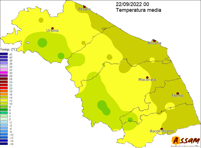 Meteo Regione Marche ASSAM - Carte temperatura media giornaliera