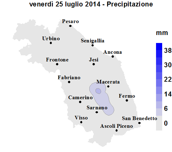 Meteo ASSAM Regione Marche - precipitazione 25luglio 2014
