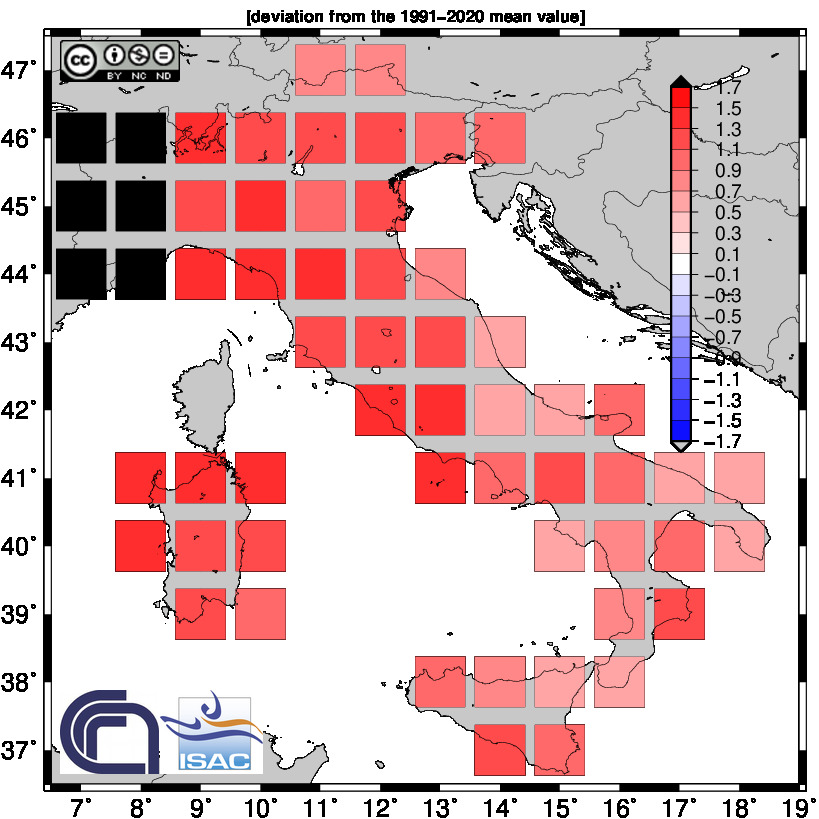 Meteo AMAP Regione Marche - italy temperature anomaly 2022