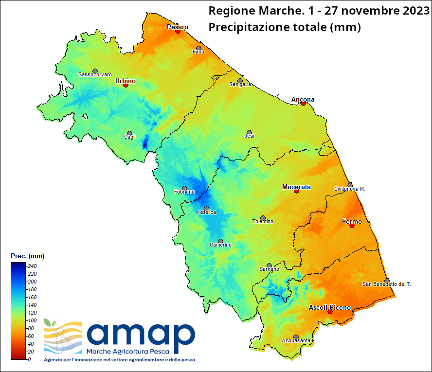 Meteo AMAP Regione Marche - mappa precipitazioni