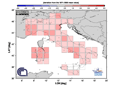 Meteo ASSAM Marche - anomalia temperatura media italia 2017
