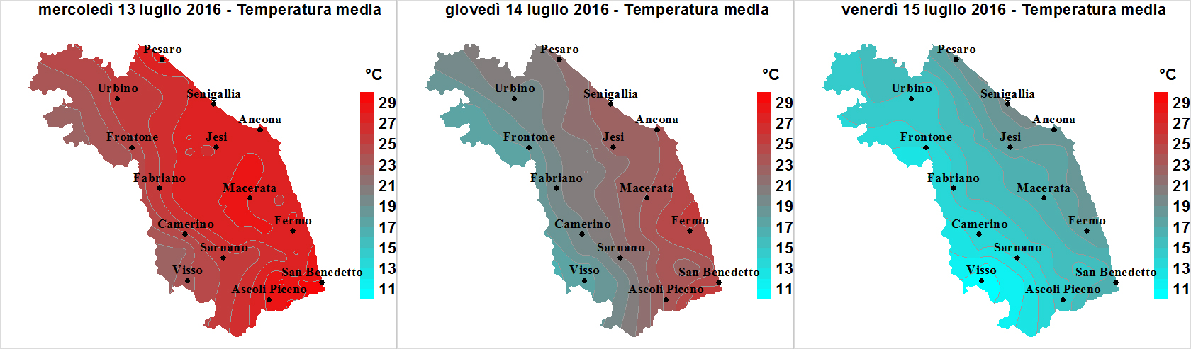 Meteo ASSAM Regione Marche - mappe temperatura giorno