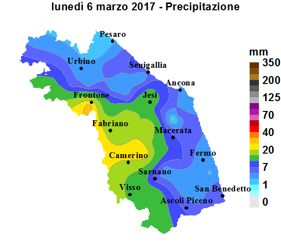 Meteo ASSAM Marche - precipitazione 6 mar 2017