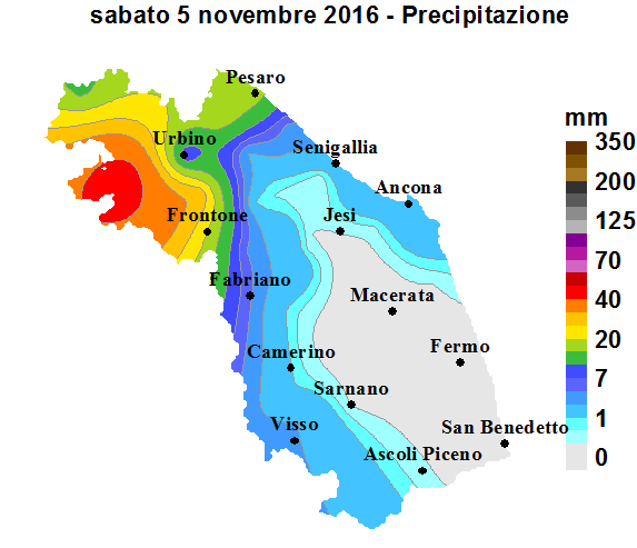 Meteo ASSAM Regione Marche - precipitazione 5 novembre 2016