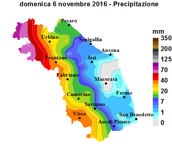 Meteo ASSAM Regione Marche - precipitazione 6 novembre 2016