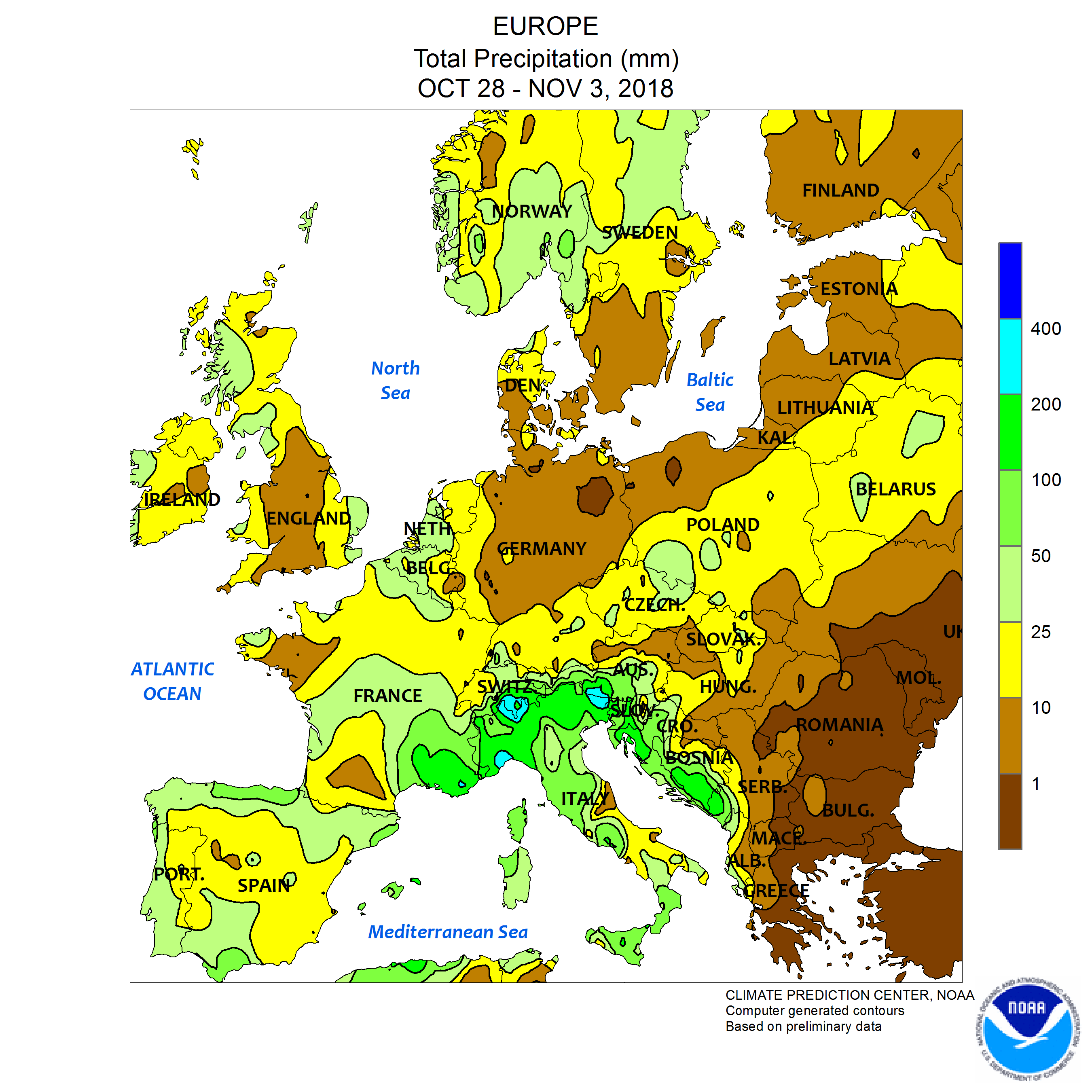 Meteo ASSAM Regione Marche - precipitazione europa