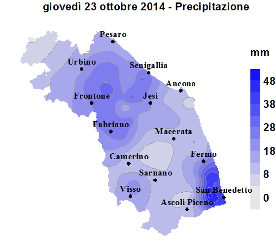 Meteo ASSAM Regione Marche - precipitazione 23 ottobre 2014
